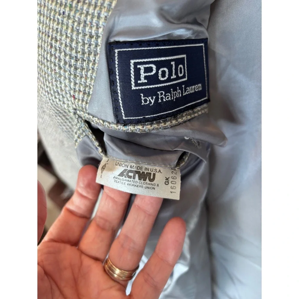 Vintage Polo Ralph Lauren 42L Tweed Houndstooth Sport Coat Blazer USA C Classic